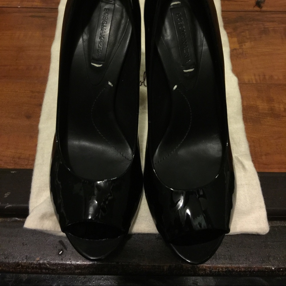 Slightly Worn Black Patent Pump